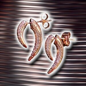 NEW Designer Rose Gold-Plated CZ Encrusted Claw Talon Earrings Celeb Favorite